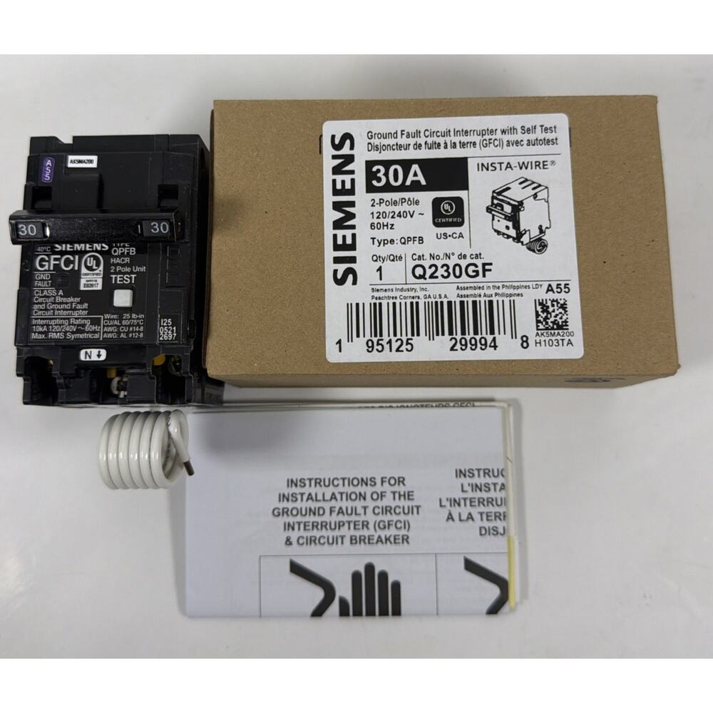 Siemens Q230GF 2 Pole GFCI Circuit Breaker Ground Fault 30A - Open Box